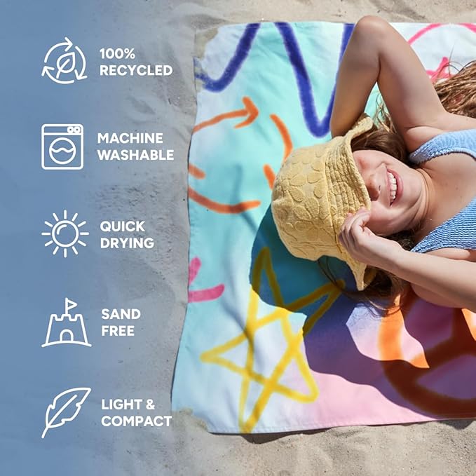 Dock & Bay Quick Drying Towel - for Sports & Gym - Compact, Lightweight - 100% Recycled - Includes Bag - Sand to Streets, Medium (130x70cm, 51x27)
