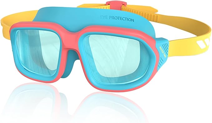 Kids Swim Goggles for Ages 4-12: Clear Vision, Wide View, No Leaks, Anti-Fog, UV Protection & Comfortable Fit