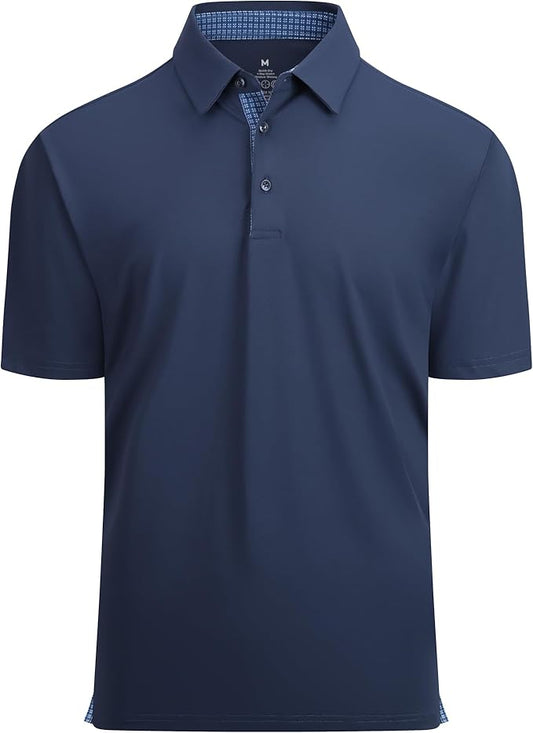 Alex Vando Mens Golf Shirt Moisture Wicking Quick-Dry Solid Short Sleeve Polo Shirts for Men