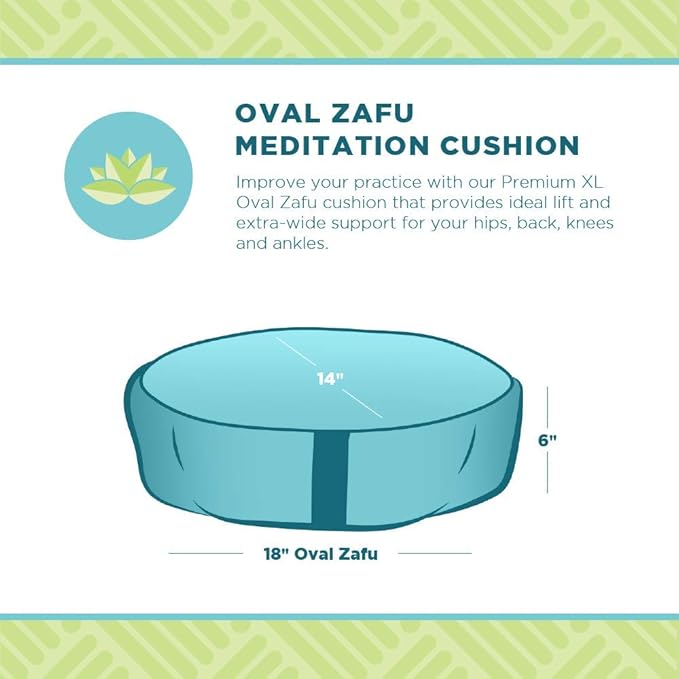 Bean Products Zafu Meditation Pillows for Sitting on Floor, Yoga Cushion, Cotton/Buckwheat Fill Yoga Pillow, Zafu Meditation Cushion, Zen Kneeling Prayer Pad- Made in USA - 14"x18" Oval - Earth