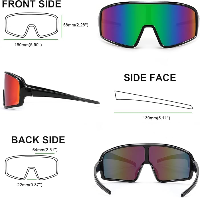 Karsaer Vision Sports Sunglasses Cycling Glasses Baseball Softball Sunglasses Unisex for Adult Youth Kids Boys Girls 8-16