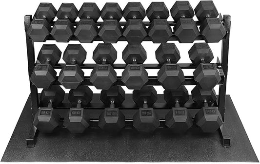 WF Athletic Supply Rubber Encased Hex Dumbbells with Rubber Grip Contoured Handle for Muscle Toning, Strength Building & Full Body Workout