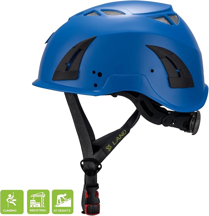 Land Helmets ClimbPro Safety Helmet for Rock Climbing – Lightweight & Durable Hard Shell with Adjustable Chin Strap and Accessory Slots – Ideal for Indoor & Outdoor Adventure