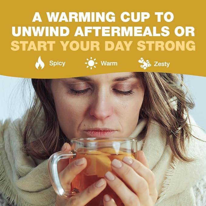 HANDPICK, Ginger Tea Bags, Caffeine Free & 100% Pure Ginger Root | Soothing & Spicy Blend | Round Eco Conscious Teabags