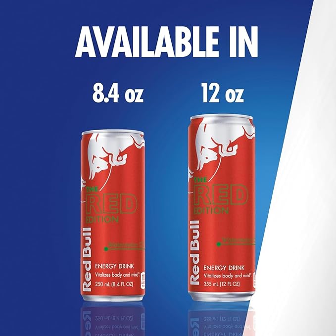 Red Bull Red Edition Energy Drink, Watermelon, with 114mg Caffeine plus Taurine & B Vitamins, 12 Fl Oz, Pack of 4 Cans