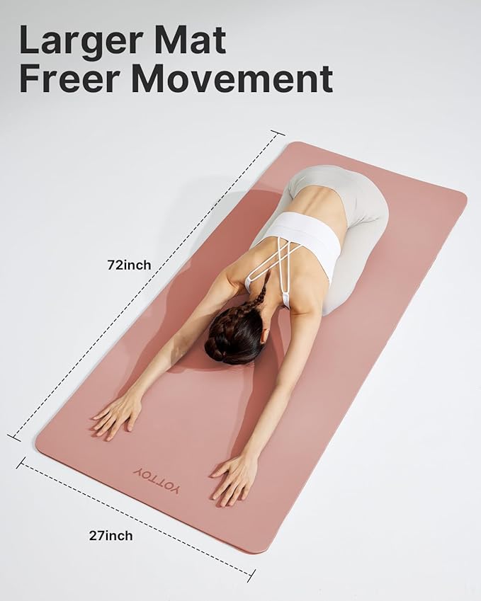 YOTTOY Yoga Mat,Non-Slip Hot Yoga Mat with Anti-Tear Design and Friendly Natural Rubber Mat with Strap and Bag