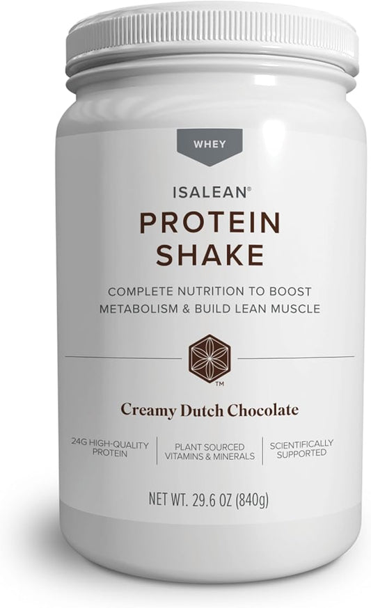 IsaLean Protein Shake Complete Superfood Meal Replacement Shake for Maintaining Healthy Weight and Lean Muscle Growth with 24 Vitamins and Minerals-29.6 oz - 14 Meal Canister Creamy Dutch Chocolate