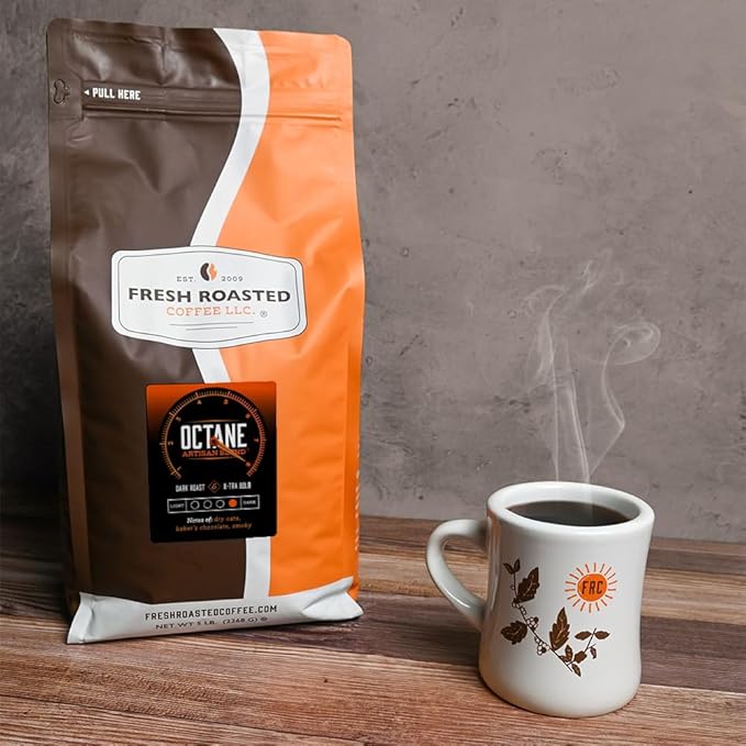 Fresh Roasted Coffee, Octane, 5 lb, Dark Roast, Kosher, Whole Bean