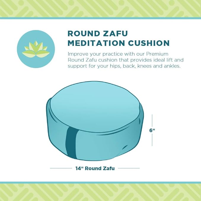 Bean Products Zafu Meditation Pillows for Sitting on Floor, Yoga Cushion, Cotton/Buckwheat Fill Yoga Pillow, Zafu Meditation Cushion, Zen Kneeling Prayer Pad- Made in USA - 14" Round - Black