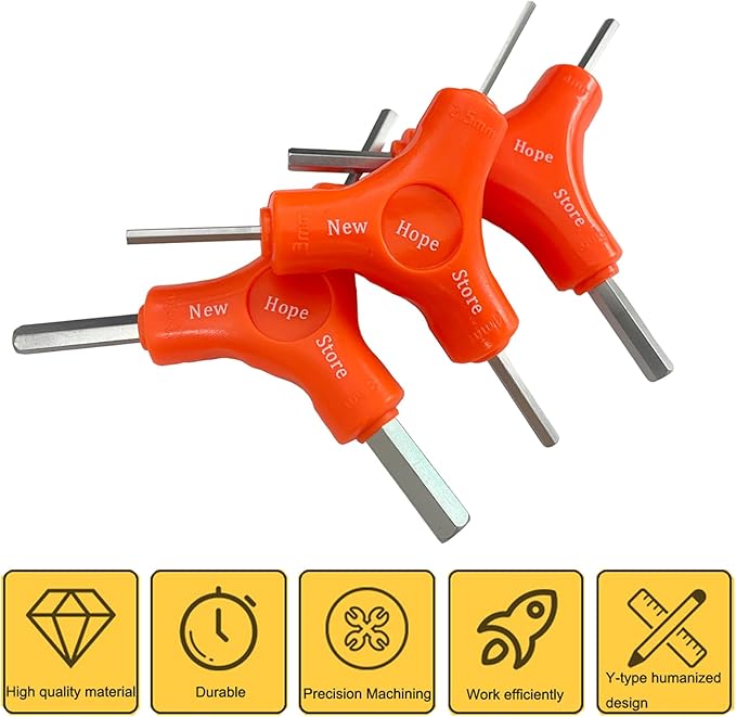 3-Way Bike Hex Wrench Set, Y Allen Wrench All-In-One Multifunctional Biking Maintenance Tool Cycling Torque Spanner Internal Hex Key Repair Tool for Mountain Bicycle, 3Pcs(2.5, 3, 4, 5, 6, 8mm)