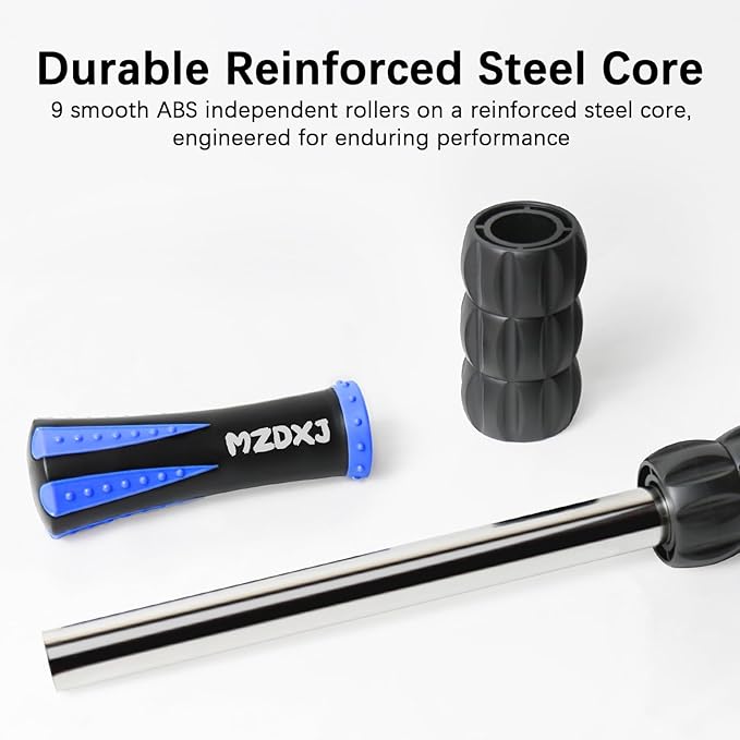 Muscle Roller Stick for Athletes - Deep Tissue Fascia Blaster & Roller Massager for Myofascial Pain Relief - Handheld Physical Therapy & Recovery Tool(Blue black-18 inch)