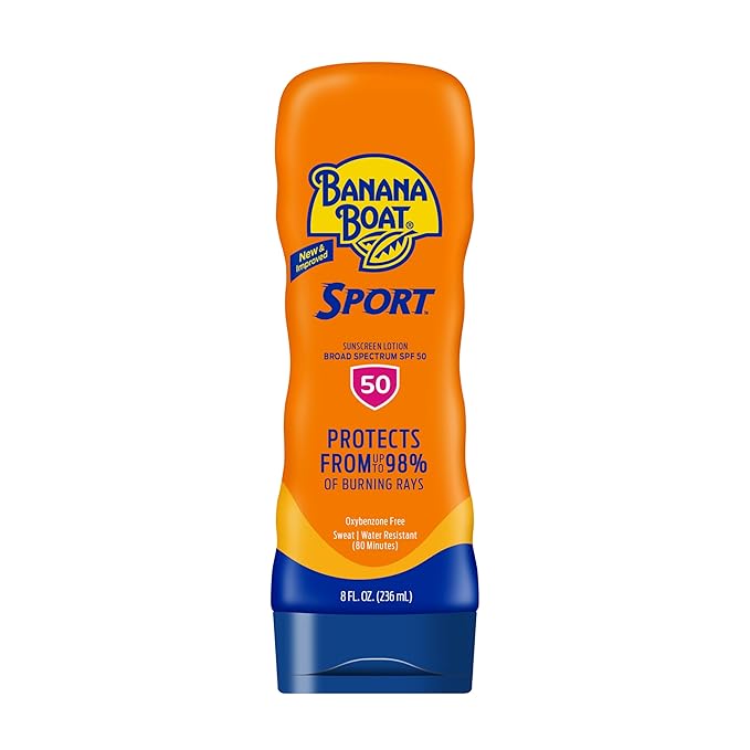 Banana Boat Sport Ultra SPF 50 Sunscreen Lotion, 8oz | Banana Boat Sunscreen SPF 50 Lotion, Oxybenzone Free, Sunblock, Water Resistant, 8oz