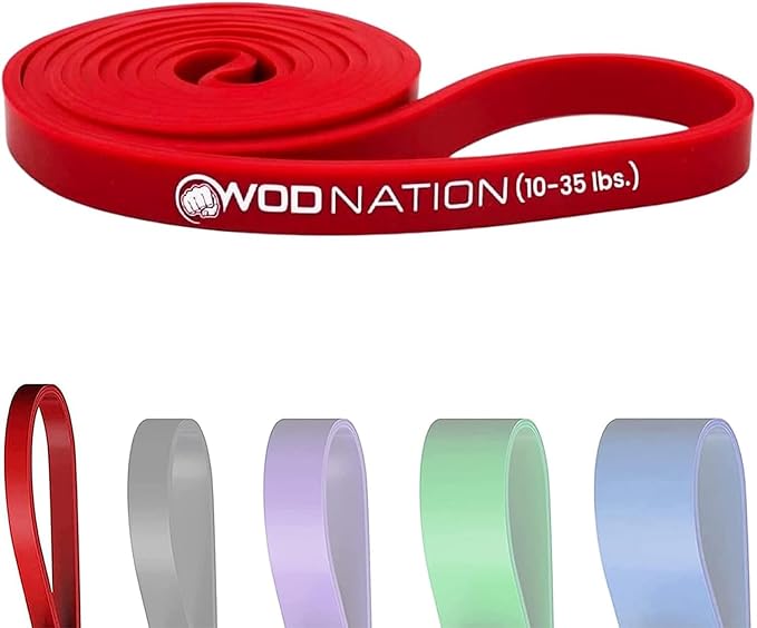 WOD Nation Pull Up Assistance Bands (10-175lbs Band) - Best for Pullup Assist, Chin Ups, Resistance Bands Exercise, Stretch, Mobility Work & Serious Fitness - 41 inch Straps