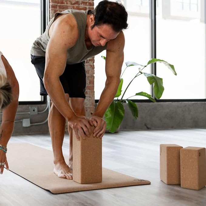 Premium Cork Yoga Blocks - Extra Large Yoga Block 2-Pack or Extra Tall 1-Pack for Inflexible Yogis | Natural, High-Density Cork for Superior Support & Stability | Optional Yoga Strap & Gift Box