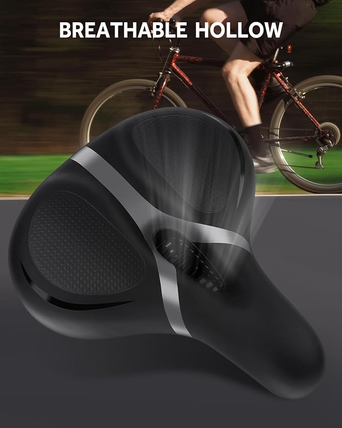 Bicycle Seat Replacement, Bike Seat for Men and Women, Comfort Wide Bike Saddle Memory Foam Padded Soft Bike Seat Cushion Compatible with Peloton, Mountain, City Bikes, Indoor Exercise Bikes