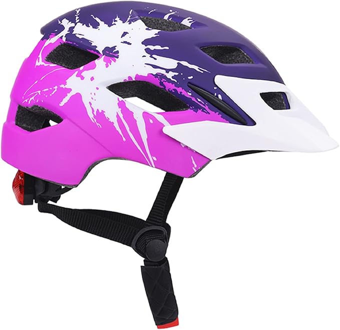 Kids Bike Helmet,Bavilk Kids Boys Girls Bike Helmets with LED Light Detachable Visor Children Youth Teen Multi-Sport for Skating Cycling Scooter Skateboard Adjustable & Lightweight 19.7"-22.4"