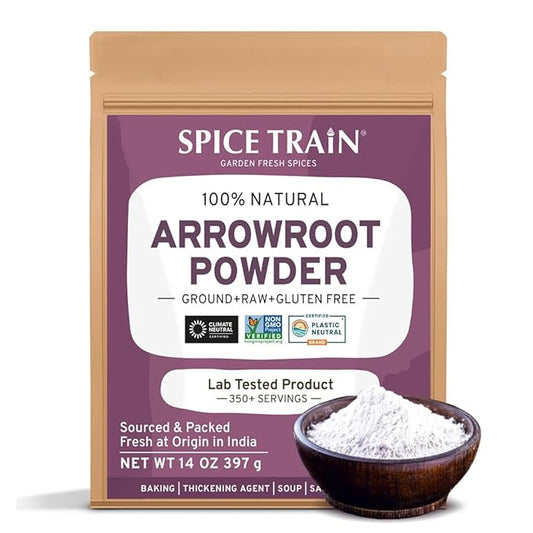 Arrowroot Powder (397g/14oz) Natural Thickener, Fine Ground | Wheat Flour Substitute | Non GMO, Gluten Free, Dairy Free | Neutral Flavor, Ideal for Baking/Cooking | Resealable Ziplock Pouch