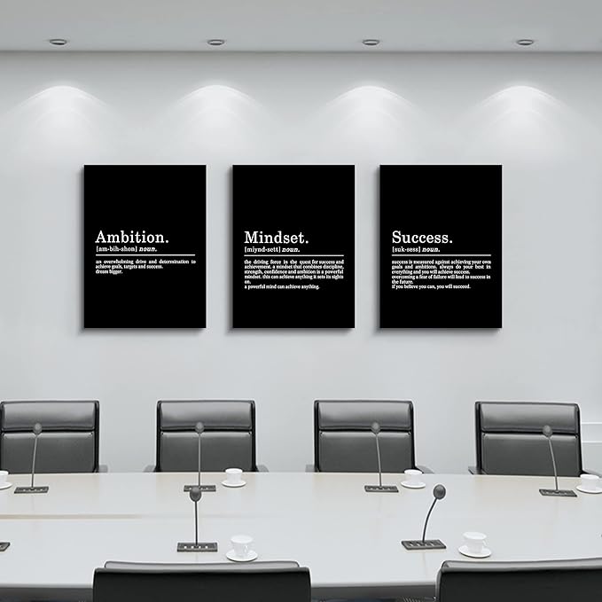 Inspirational Canvas Painting Wall Art -EPHANY ART,Mindset Quotes Prints, Success Framed Entrepreneur Poster Positive Quotes Wall Poster for Home Office Workplace (M-3pcs,12x16inchx3pcs)