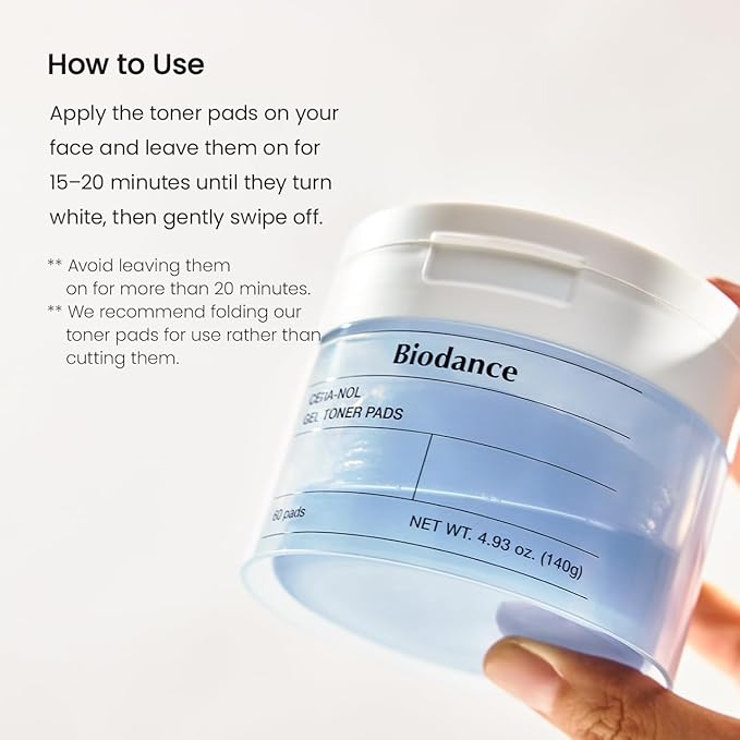 Biodance Cera-nol Gel Toner Pads | Hydrating, Soothing Korean Toner Pads for Sensitive Skin | 4.93 fl.oz.(140g), 60Pads