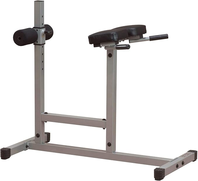 Body-Solid Back Hyperextension Machine for Lower Back Extension, Ab Crunch, Glutes and Hamstrings Exercise, Roman Chair for Abdominal and Core Training, Home Gym Equipment, Silver/Black