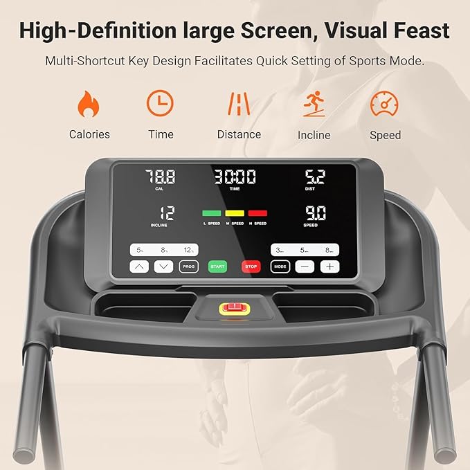 THERUN Incline Treadmill for Running and Walking, 300 lbs Weight Capacity, Wide Belt, 3.0 HP, 18" LED Screen, 2 Layers Shock-Absorbing