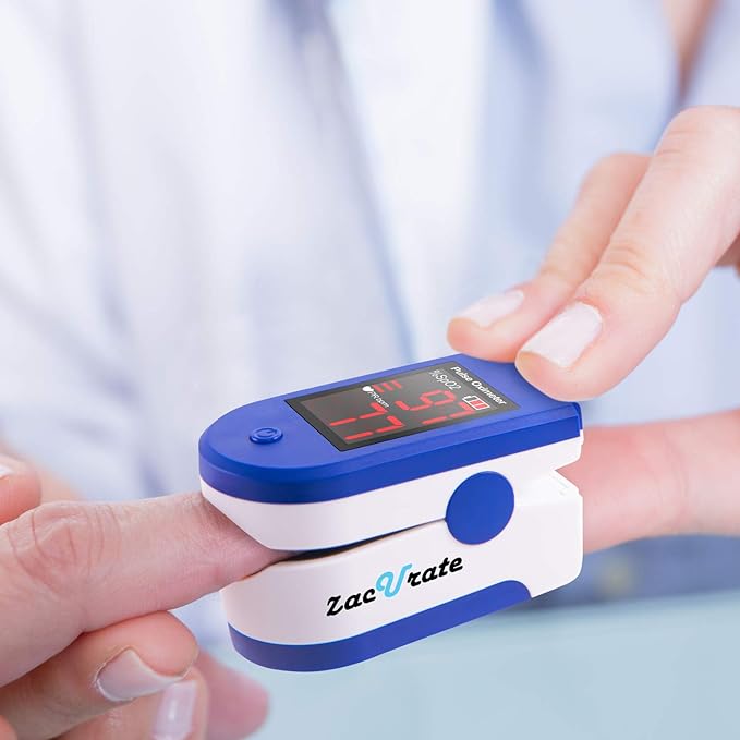 Zacurate FSA/HSA Eligible 500CL Fingertip Pulse Oximeter Blood Oxygen Saturation Monitor with Batteries and Lanyard Included (Sapphire Blue)
