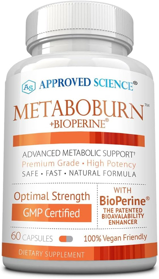 Approved Science MetaboBurn - Metabolic Support - Green Tea and BioPerine - 60 Vegan Capsules - High-Potency Extract - 50% EGCG - Non-GMO, Soy-Free, Allergen-Free - 60 Capsules (Pack of 1)