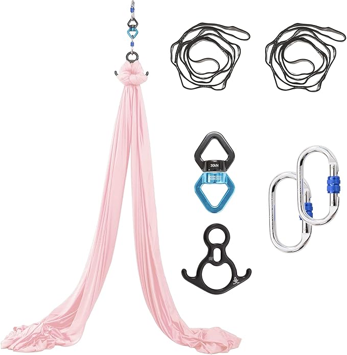 Aerial Silks Yoga Swing Set - 9/11 Yards Aerial Yoga Hammock Kit Anti-Gravity Flying for Fitness, Low/Non Stretch Nylon Tricot Fabric Hardware Included for Dance