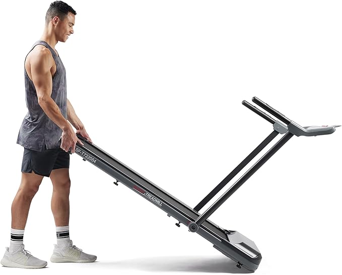 Sunny Health & Fitness Strider Foldable Treadmill, 20-Inch Wide Running Belt with Optional Exclusive SunnyFit™ App and Enhanced Bluetooth Connectivity