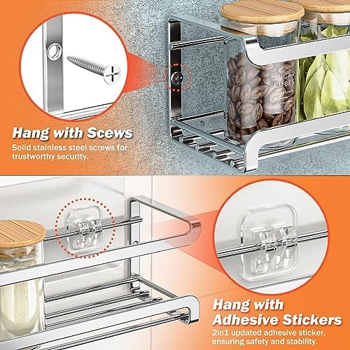Bunoxea Spice Rack Wall Mounted 4 Pack, - Image 3