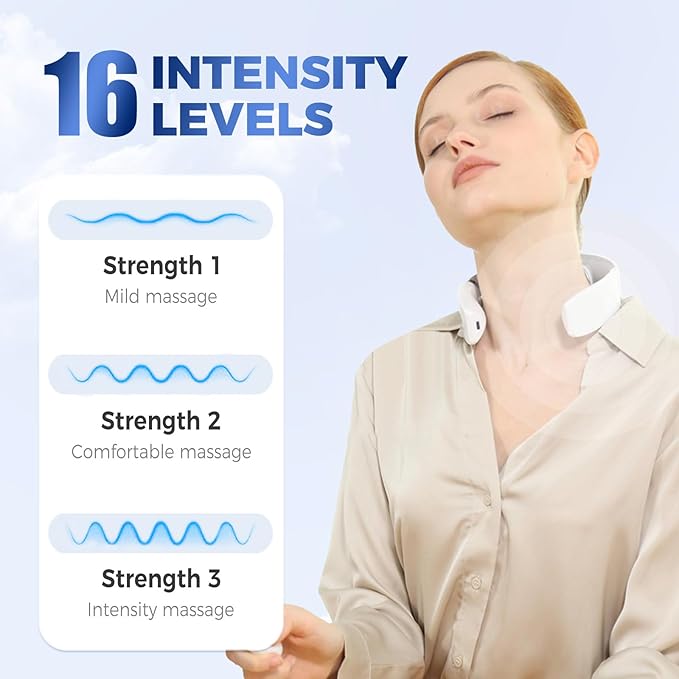 4-Head Electric Massagers Set, Vagus Nerve Stimulator Neck, 6 Modes & 16 Levels, Ergonomic Design, Promote Muscle Relaxation (Pink)