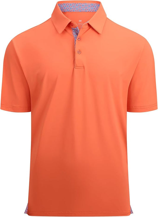 Alex Vando Mens Golf Shirt Moisture Wicking Quick-Dry Solid Short Sleeve Polo Shirts for Men