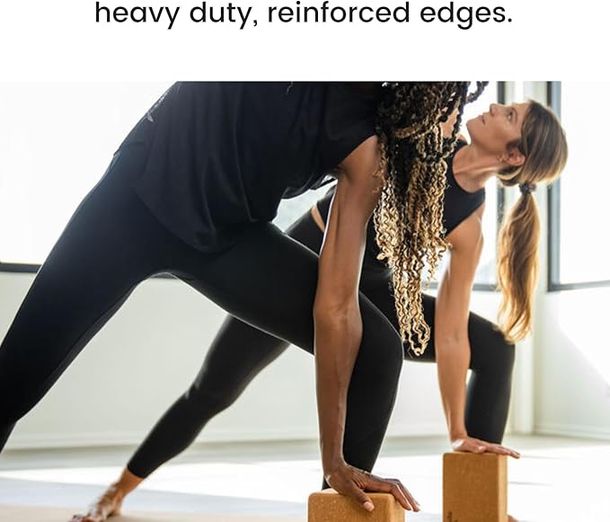Premium Cork Yoga Blocks - Extra Large Yoga Block 2-Pack or Extra Tall 1-Pack for Inflexible Yogis | Natural, High-Density Cork for Superior Support & Stability | Optional Yoga Strap & Gift Box