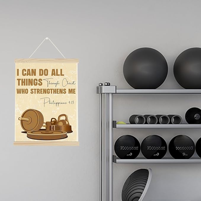 Gym Christian Motivational Posters College Dorm Posters Gifts for Guys Friends I Can Do All Things Through Christ who Strenghthens Me Gym Flag Wall Art Decor Sign for Home Gym Bedroom Office