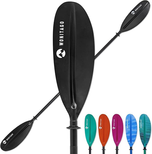 Kayak Paddle with Aluminum Shaft and Reinforced PP Blade, Floating Kayak Oar for Kayaking Canoeing and Boating, 220 cm/86 inches - 230 cm/90 inches