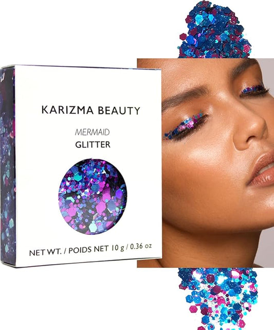 KARIZMA Mermaid Glitter - 10g Chunky Face, Hair, Eye & Body Glitter for Women. Rave & Festival Accessories