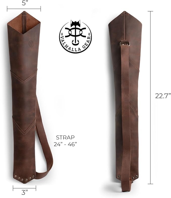 Back Arrow Archery Quiver, Vintage Holder for Shooting Practice, Training, Full Grain Leather, Handmade Archer Accessories, Bourbon Brown