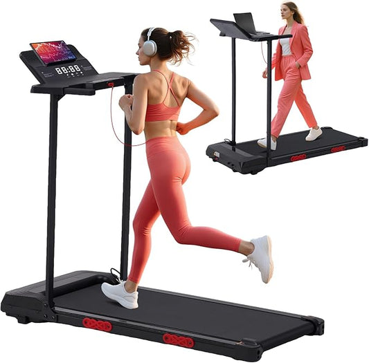 Walking Pad Treadmill with Handle Bar, 3.5HP Compact Electric Walking Pads Treadmills with Handles for Home Apartment Small, 0.6-10MPH Portable Foldable Folding Small Treadmill Home, 400LBS Capacity