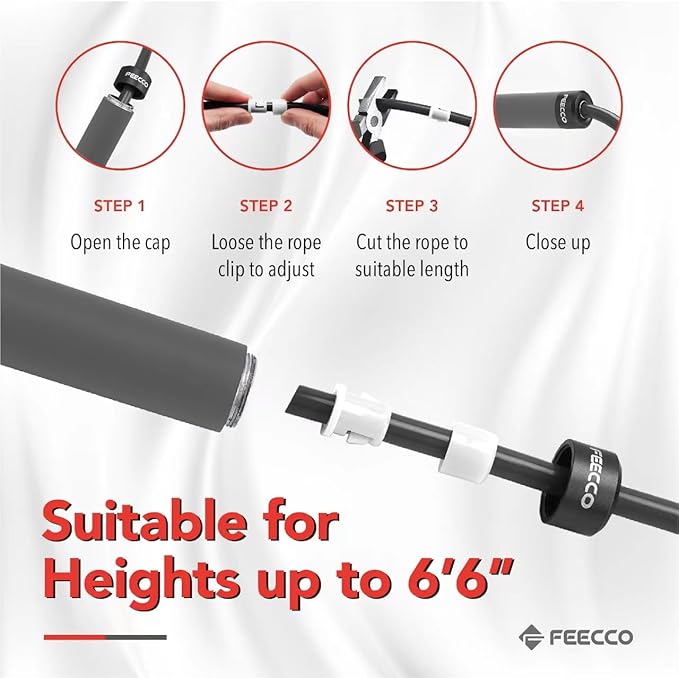 FEECCO Weighted Jump Rope - Heavy PVC Ropes with Metal Handles and Ball Bearings