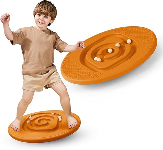 Balance Board for Kids with Maze - Plastic Wobble Board for Skiing Surfing Snowboard Training, Non-Slip Sensory Rocker Board for Toddlers 3-12, Core Strength Physical Therapy Equipment & Skateboard Balance Trainer