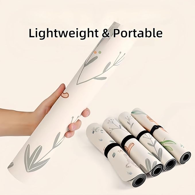 Mini Yoga Mat with Playful Cat Design, Yoga Knee Pads,Double-Sided Non-Slip, Meditation,Exercise Mat for Women&family use,White