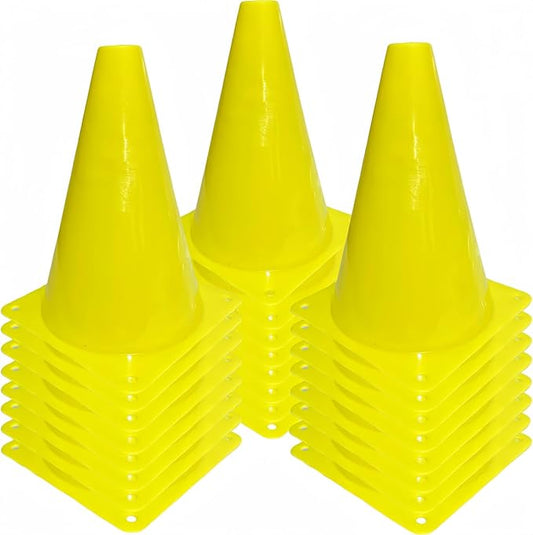 24 Pcs 7 Inch Plastic Traffic Cones, Basketball Football Drills, Skating, Sport Training Agility Markers, Indoor Outdoor Games, Multicolor