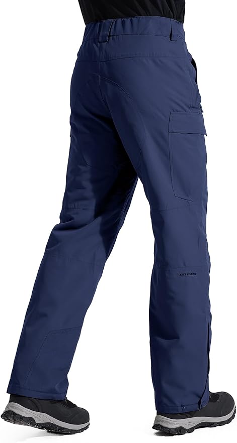 FREE SOLDIER Men's Waterproof Snow Insulated Pants Winter Skiing Snowboarding Pants with Zipper Pockets