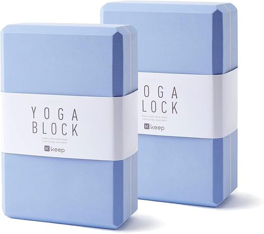 KEEP Yoga Block, High-Density EVA Foam 2 Pack Yoga Block with Non-Slip Textured Surface, Supportive, Lightweight - Ideal for Yoga, Pilates, and Stretching Exercises