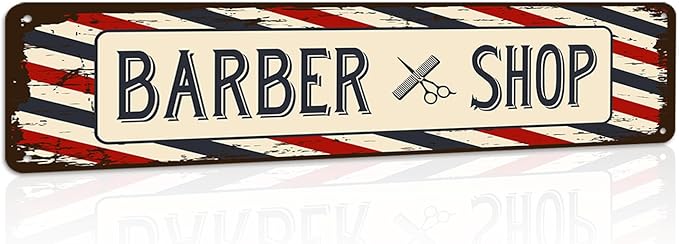 Barber Shop Decor Accessories - Barbershop Poster Metal Tin Signs Vintage Wall Art, Barber Gifts for Men Haircut Decorations 4x16 Inch