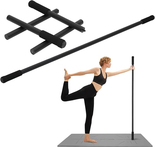Yoga Stick, 5ft Exercise Stick for Mobility, Stretching Stick with Non-Slip Ends, Exercise Dowel for Pilates, Balance Pole and Stretch Bar for Stretching Equipment