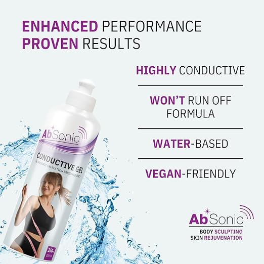 Absonic Conductive Gel for Body Devices: Cavitation, Radiofrequency, Body Sculpting Devices - Paraben-Free, 1-Pack