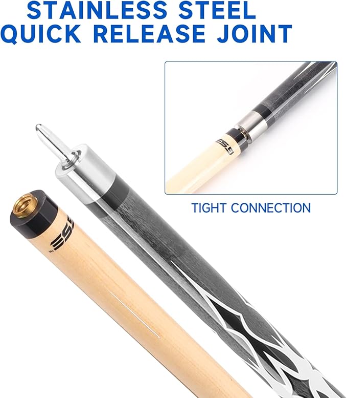 GSE Games & Sports Expert 58" 2-Piece Canadian Maple Hardwood Billiard Pool Cue Sticks for Men/Women, House or Commercial/Bar Use (Several Colors, Weight 18oz, 19oz, 20oz, 21oz Available)