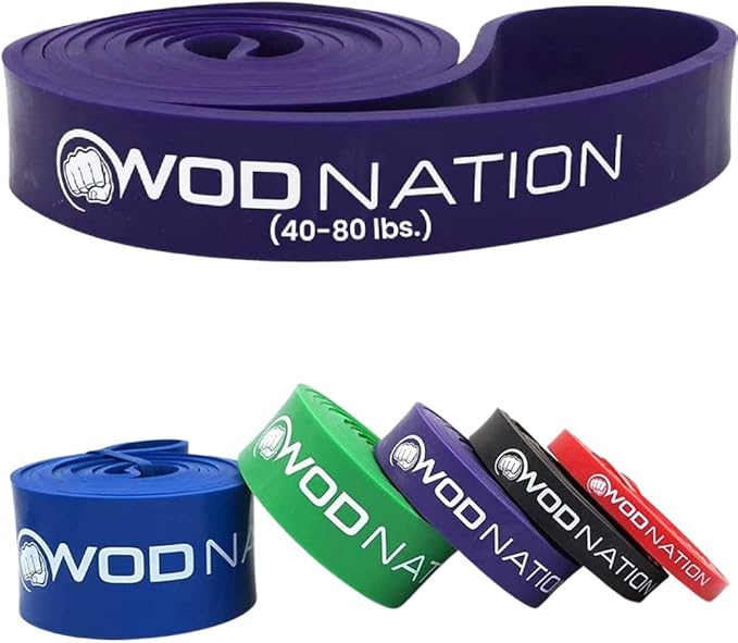 WOD Nation Pull Up Assistance Bands (10-175lbs Band) - Best for Pullup Assist, Chin Ups, Resistance Bands Exercise, Stretch, Mobility Work & Serious Fitness - 41 inch Straps