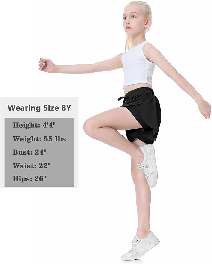 EXARUS Girls Butterfly Shorts Flowy Dance Skirt Cheer Skorts Athletic Tween Clothes Teen Preppy Outfits Flutter Kids